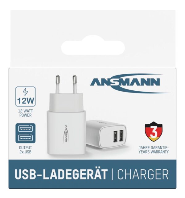 Ładowarka Ansmann HC212 biała 2x USB 12W 24A