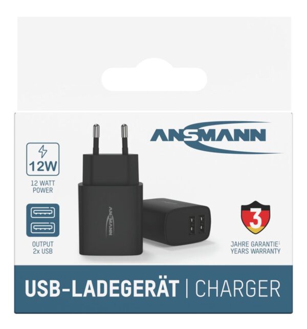 Ładowarka Ansmann HC212 czarna 2x USB 12W 24A
